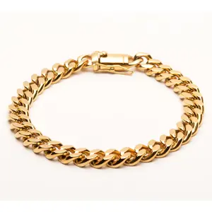 Verve Men's Goldtone Stainless Steel Wide Cur bLink Bracelet
