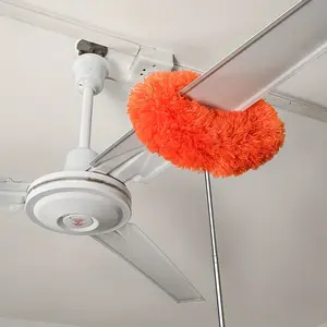 Ceiling Fan & Household Dust Buster Orange Microfiber Duster with Extension Pole for Summer Fall Cleaning Lightweight Reusable Eco-Friendly Allergen Remover