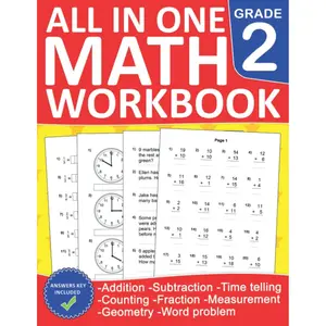 Math Workbook For Grade 2 With Addition & Subtraction Exercises,Word Problems,Time & Money,Geometry,Measurement,Fraction and More With Answers: 2nd ... 7 to 8 | Math Worksheets For Second Grade Paperback – November 12, 2022