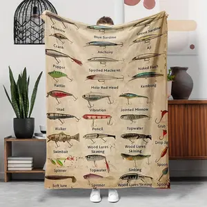 Coziest Christmas Blanket 1pc Fishing themed flannel blanket super soft machine washable camping sofa blanket outdoor sports blanket