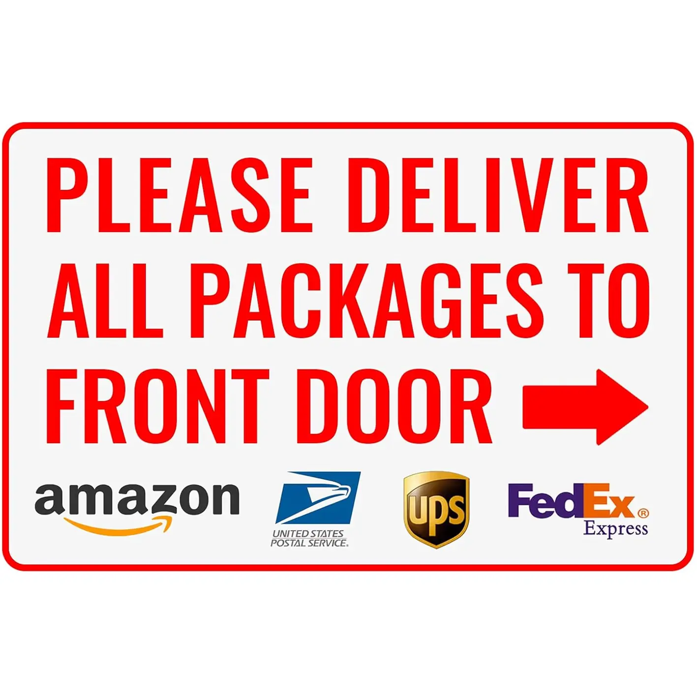 12x8 in Aluminium Metal Safety Decor Plaque - Amazon Delivery Sign for Outdoor Use, Instructs All Packages Delivered to Front Door (145), Iron