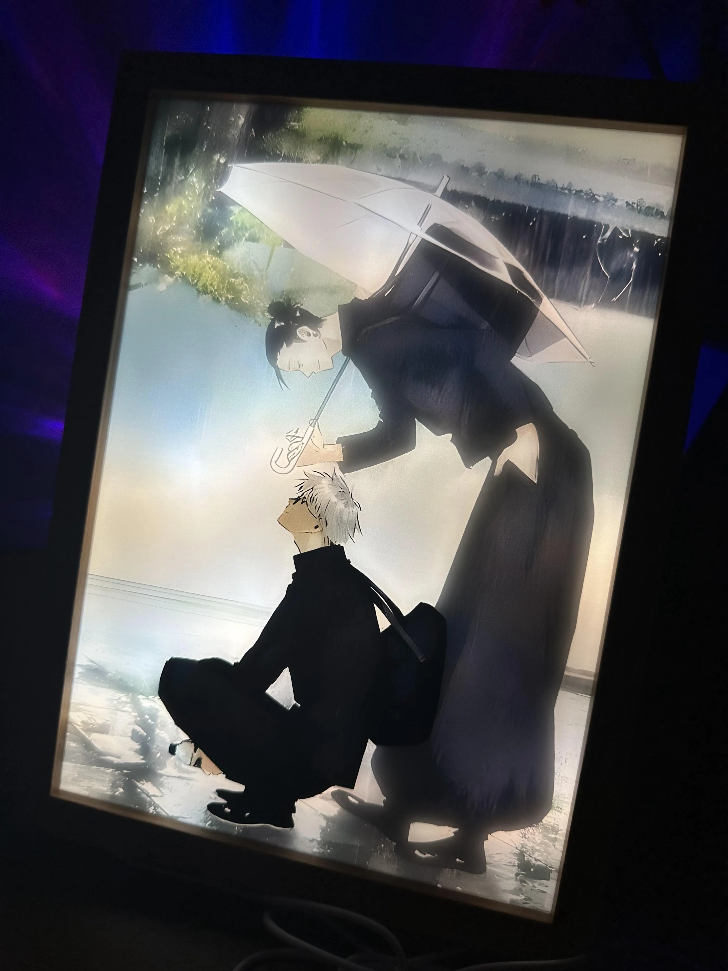 Jujutsu Kaisen Gojo & Geto LED Light Acrylic Character Artwork Digital Frame, 12.6in x 9.3in High-Transparency Home Decoration, USB Plug, Color Transition, Brightness Adjustment Room Decoration Accessory