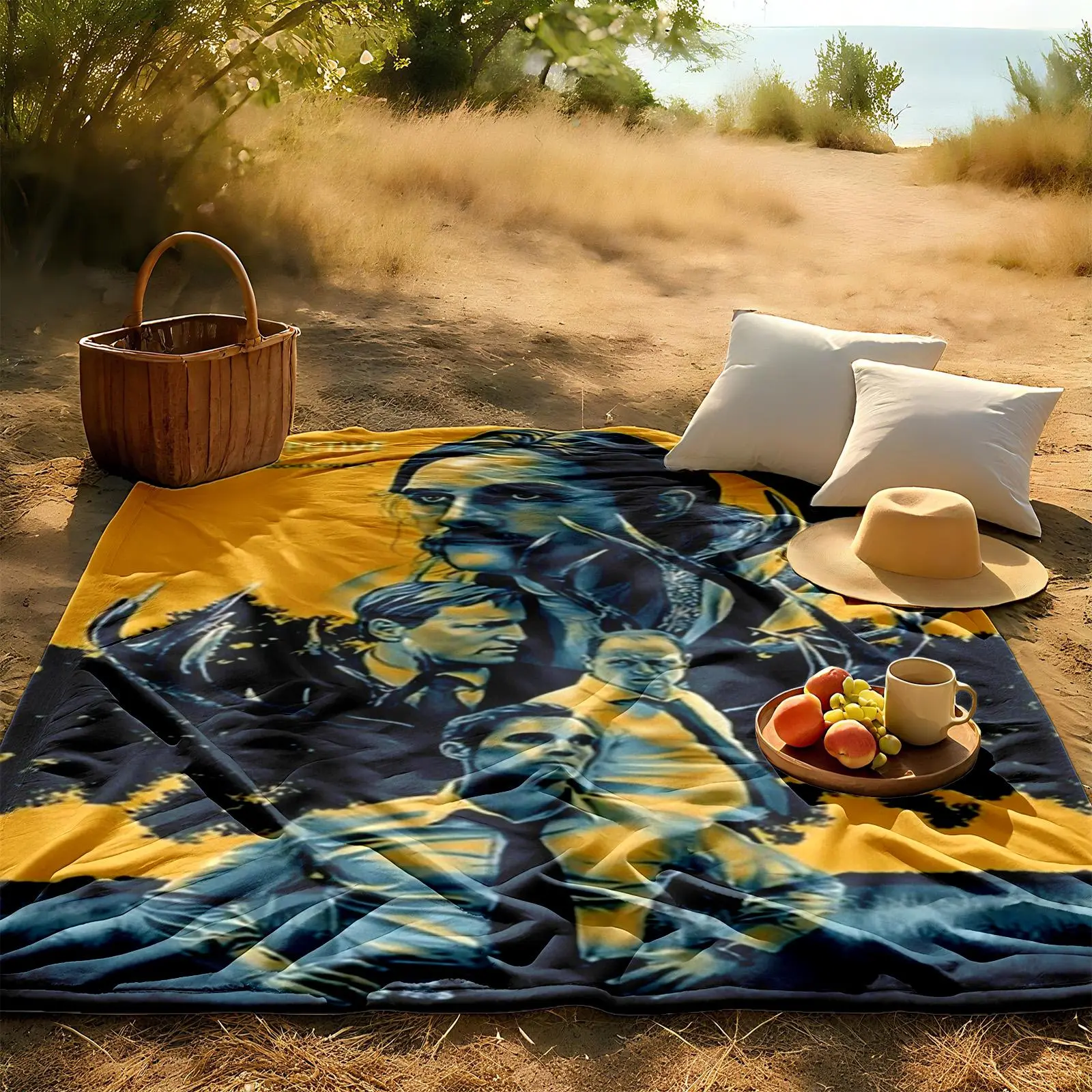 1 piece True Detective: Seeker in the Dark themed flannel blanket - Oversized comfortable flannel sofa blanket, suitable for beds and sofas, modern geometric pattern design, all-season use, digital printing, 100% polyester material, machine