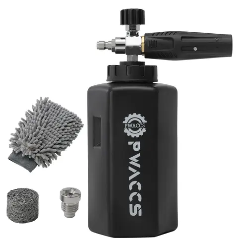 PWACCS Heavy Duty Car Wash Foam Cannon Kit - 1.5L Tank, 1/4" Quick Connect Plug Foam Spray Lance, 1.1mm Orifice Power Washer Thick Blaster, 1000-3600 PSI [For Cars, Driveways, Siding] [DealsForYouDays]