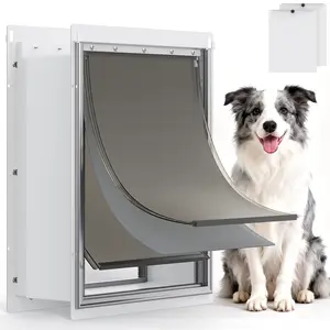 Large Dog Door for Door Frame, Metal Pet Door Gate, Easy Install Pet Access Door, White Large Dog Door for Door Frame, Metal Pet Door Gate, Easy Install Pet Access Door, White