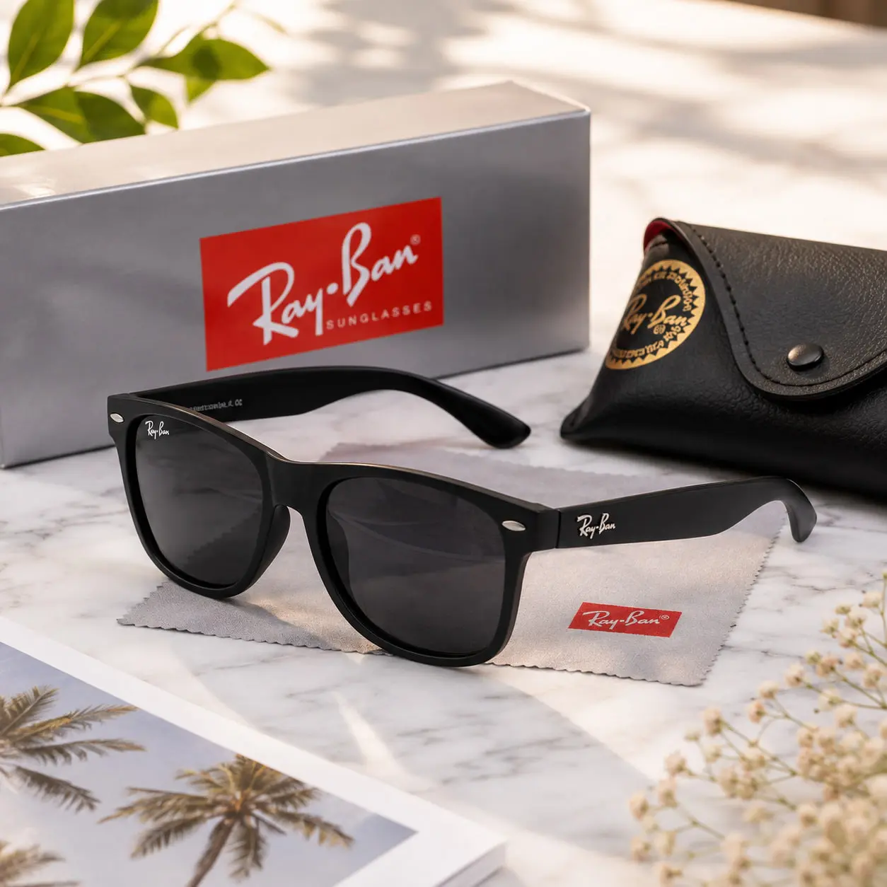 Ray-Ban Black Square Sunglasses – UV Protection Eyewear for Men & Women