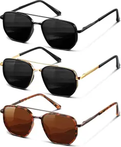 Tangle Free Sunglasses Women Men Polarized Square Aviator Sun Glasses for Driving Traveling UV400 Protection