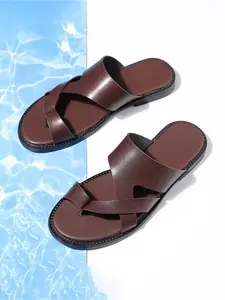 Men's Casual Open Toe Sandals, Flip Flops, Leather Non-Slip Summer Slippers, Comfortable Soft Sole Shoes, All Seasons Wear