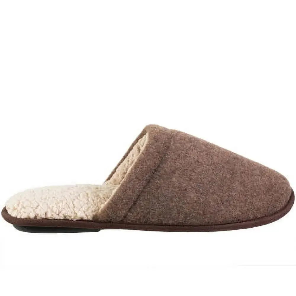 Essentials by Isotoner Men's Faux Boiled Wool Clog,Fuzzy Wool-Like Plush Fleece Lined House Shoes Indoor Outdoor Slippers for men, Anti-Skid Rubber Sole Home Bedroom Slippers