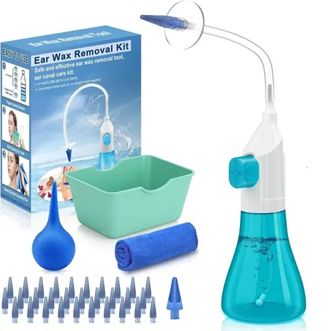 Portable Home Ear Cleaning Kit, Manual Earwax Removal Tool Set, Adult & Child Ear Care System, Easy-To-Use Ear Cleaner Accessories, Earwax Remover Tool, Ear Irrigation Kit, Ear Canal Cleaner, Ear Cleaning Tools