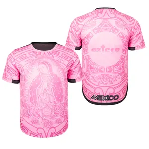 Mexico Our Lady of Guadalupe Pink Soccer Jersey Stretch & Comfort Fit for Fans and Players