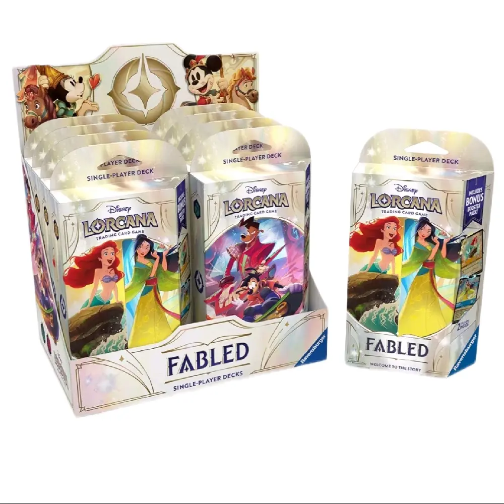 Lorcana TCG Fabled Single-Player Deck - Collectible Non-Sports Trading Cards with Foil, Booster Packs, 1 Rulebook, 11 Damage Tokens & Trading Card Packaging, Trading Card Pack, Collectible Trading Cards