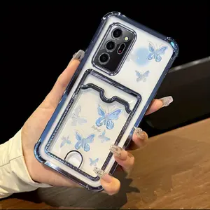 Note20 Ultra Elegant Transparent Plating Phone Protector Case Compatible With for Samsung Galaxy Note 20 Ultra Silver and Blue Dreamy Butterfly Case Cover for Fashion Cover Accessories