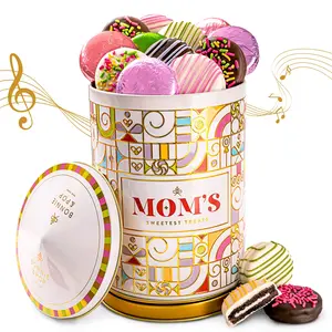 Mother’s Day Gift Basket – Musical Rotating Chocolate Carousel with Gourmet Chocolate Covered Oreos | Unique Gift for Mom, Grandma & Wife | Edible Gift Box