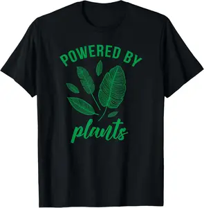 100% Cotton Powered by Plants Vegan Vegetarian Plant-Based T-Shirt