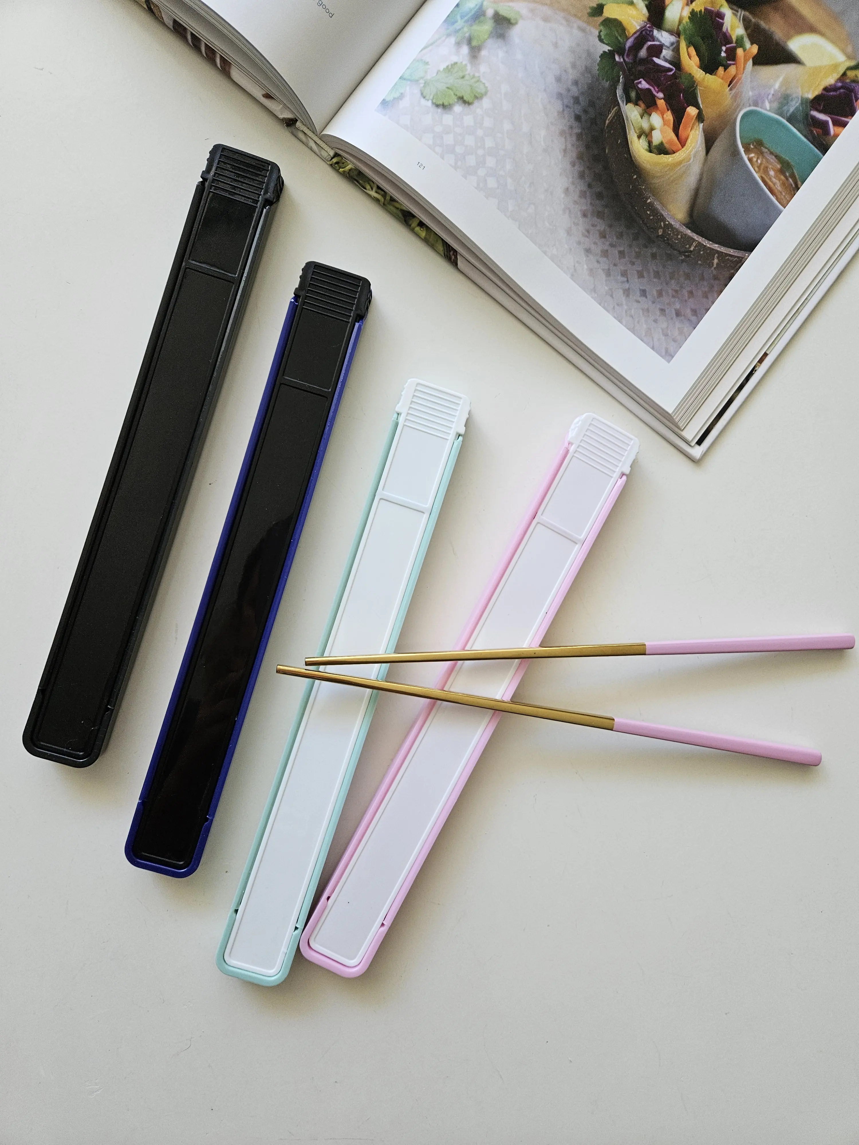 Stainless Steel Chopsticks, Travel Set, Reusable Chopsticks, Golden and Modern Style Cutlery Portable Tableware Birthday
