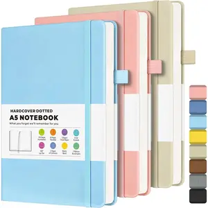 Dotted Journal Notebook 3 Pack, A5 Hardcover Notebook with 120gsm Thick Dotted Paper, Leather Journals for Women, Men, Dot Grid Notebook Journal for Writing, Notebooks for Work, , 5.75" x 8.38"
