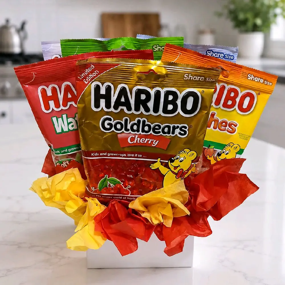 Haribo Assorted Flavors Candy Bouquet, Gummy Candy