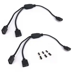 2PCS 5V 3 Pin Addressable ARGB 1-to-2 Female to Female Splitter Extension Cable 28cm/11inch LED Sync Cable for Chassis CPU Heat Sink