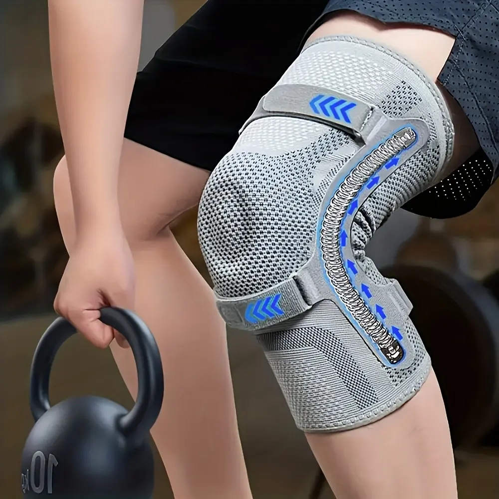 Unisex Adjustable Sports Knee Support Brace - 1 Piece Multi-Size M-L-XL Compression Sleeve with Adjustable Strap, High Elasticity, Breathable Mesh, Manual Measurement, Refer to Size Chart, Suitable for Running, Training