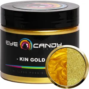 Premium Gold Mica Powder - Kin Gold (50gr) - for Epoxy, Resin, Soap, Paint, Woodworking, Acrylic Pouring, Bath Bombs, Fishing Lures - DIY Arts and Crafts Additive