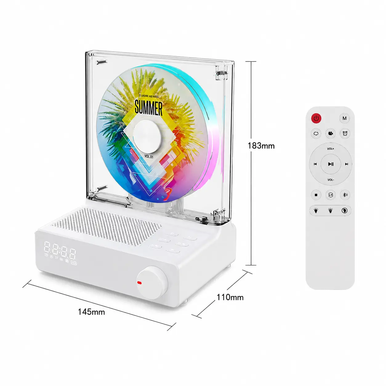 [MYDASH] Portable Bluetooth CD Player, Retro CD Player for Home with HiFi Speaker, 4000mAh Rechargeable Battery, Remote Control, RGB Night Light, LCD Sleep Timer, Anti-Skip, USB/Micro SD/AUX Support,back to school,back to school haul