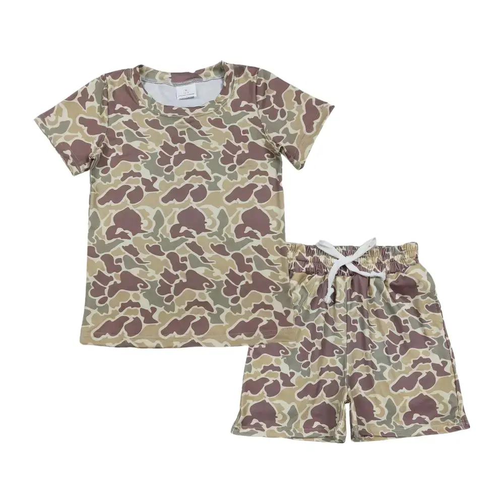 Adorable Green Camo Summer Pajama Set for Boys | Matching Sleepwear Outfit | Perfect Cool & Comfy Camouflage Clothes for Bedtime