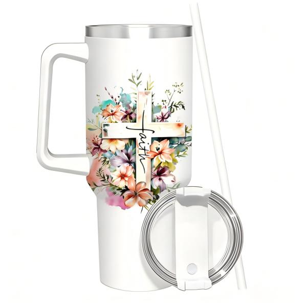 Christian Gifts for Women Tumbler 40oz With Handle & Straw - Faith Gift Bible Spiritual Woman- Encouragement Inspirational for Women - Religious Birthday, Christmas Gift for Mom, Sister, Daughter, Friends