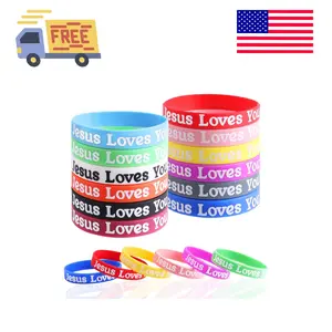 36pcs Jesus Loves You Bracelets Colorful Silicone Wristbands Rubber Bracelets