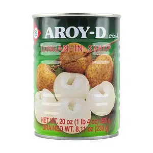 AROY-D Canned Longan 565g - Sweet Thai Fruit for Desserts, Drinks & Bubble Tea Toppings
