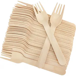 Disposable Forks, 250 Pcs Wooden Forks, 6.2inch Compostable Biodegradable Forks, for Dinner Camping Picnics, Party Supplies