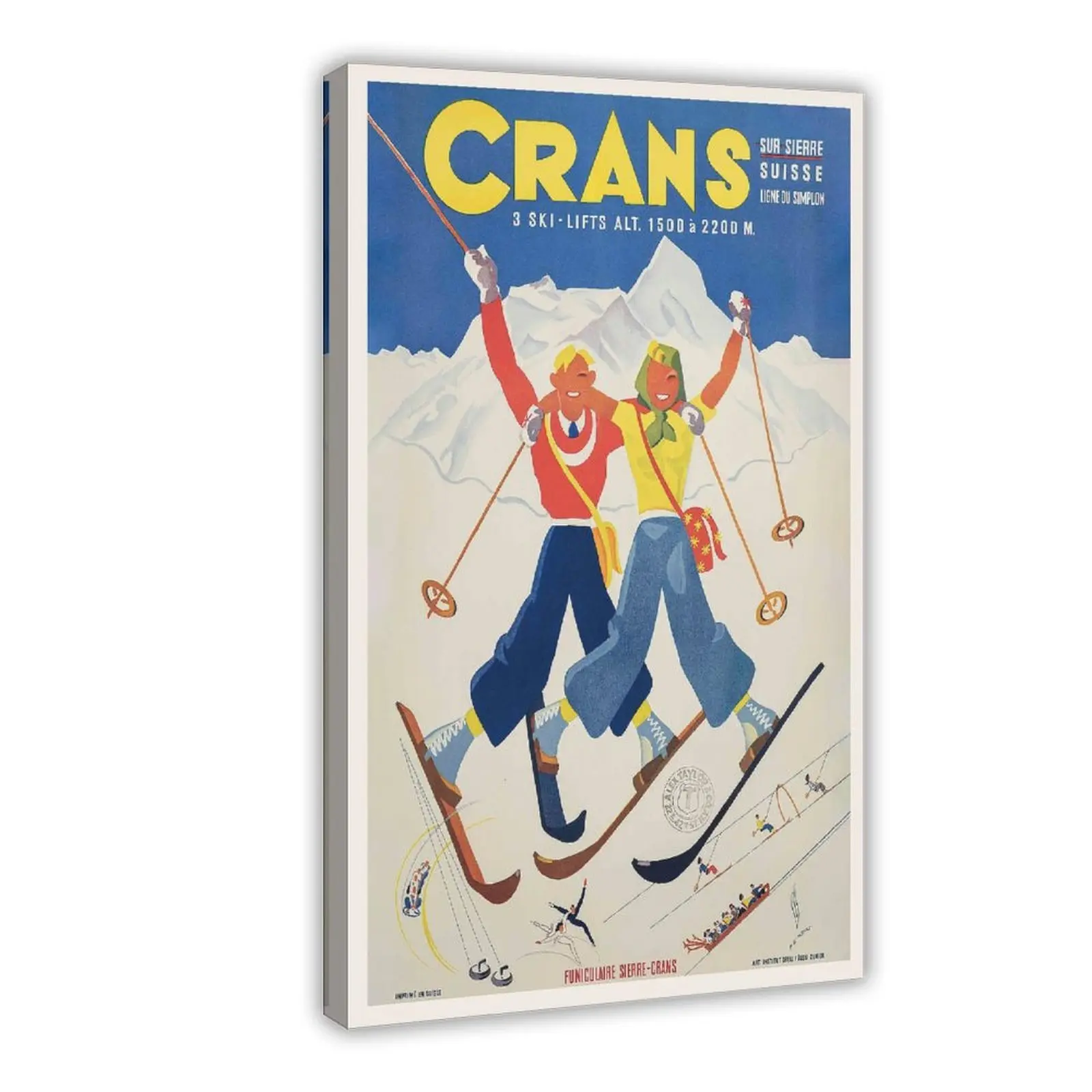 Crans-montana Sierre Switzerland Vintage Ski Canvas Poster Wall Art Decoration For Home Bedroom Office Living Dorm Room Decor Boys Girls Gift