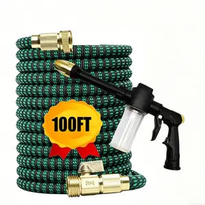 Garden Hose Reel Magic Watering Garden Hose Water Gun High Pressure Flexible Retractable Hose Car Wash Watering Garden Irrigation Pipe25FT-50FT-75FT-100FT