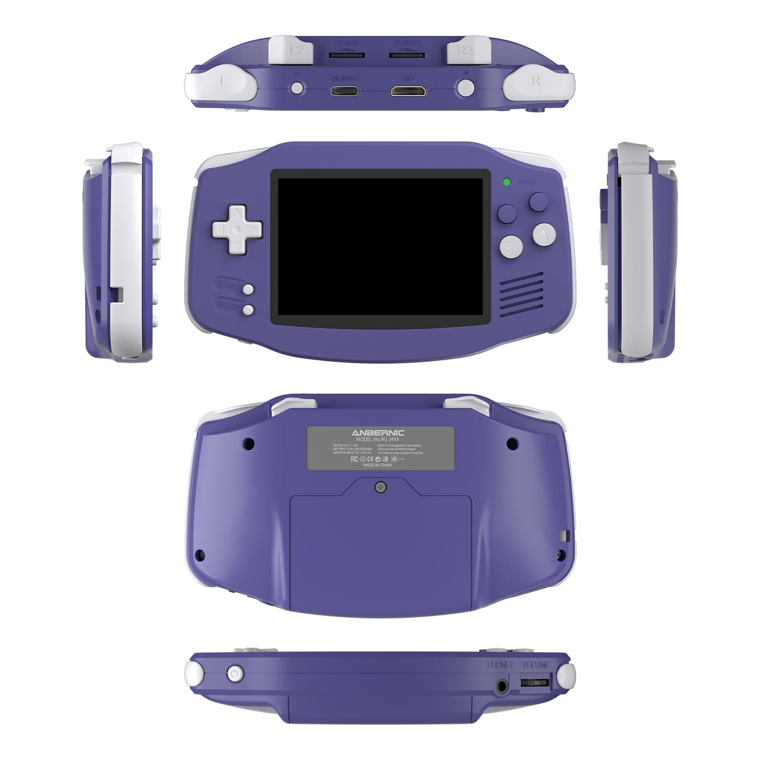 ANBERNIC RG34XX Retro Handheld Game Console 3.4" IPS Screen Linux 64-bit System Portable Video Gaming Console Support 5G WiFi Bluetooth,Streaming,HD TV Output Protection Rg34Xx-Indigo+64Gb