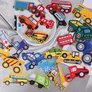 9/16pcs Mixed Car Embroidery Fabric Patches, Sanitation Vehicle & Ambulance Set, Sewing Decorations for DIY Handmade Crafts, Embroidery Design