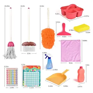 15PCS Kids Cleaning Toy Set Includes Broom Mop Brush for Kids Housekeeping Supplies Learning Toys Birthday Gifts