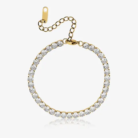 EVRY JEWELS Gold or Silver Plated Women's Champagne Tennis Bracelet