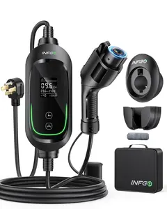 Level 2 EV Charger 40A, Adjustable Current & Delay, 240V 9.6KW, NEMA 14-50 Plug, Portable EV Home Charging Station, 25ft Charging Cable, For J1772 EV PHEV #EVCharger #Level2EVCharger #40AmpEVCharger #240VCharger #NEMA1450 #EVCharging #PortableEVCharger