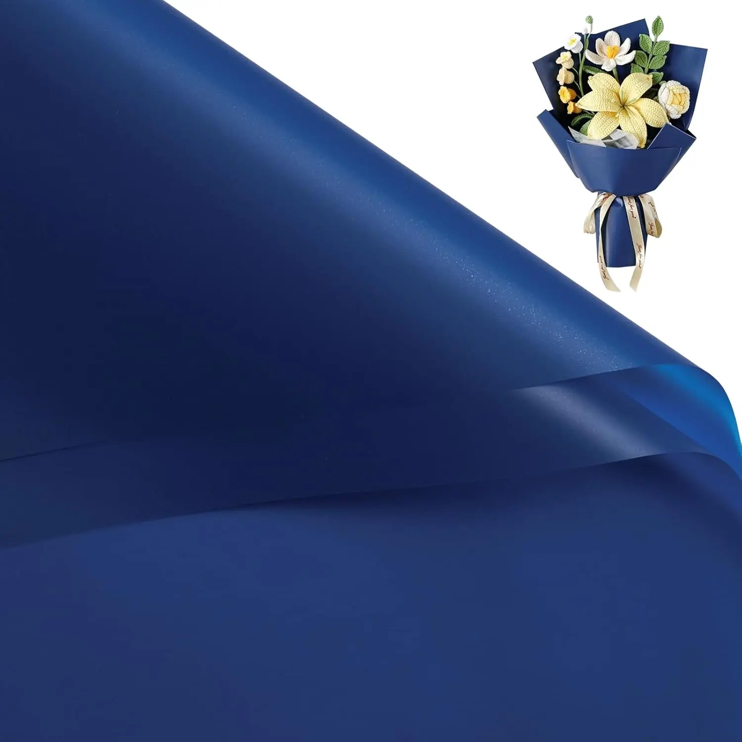 20 Sheets 22.4 x 22.4 inch Pure Royal Blue Water-Resistant Floral Bouquet Wrapping Paper for Wedding, Birthday,  DIY