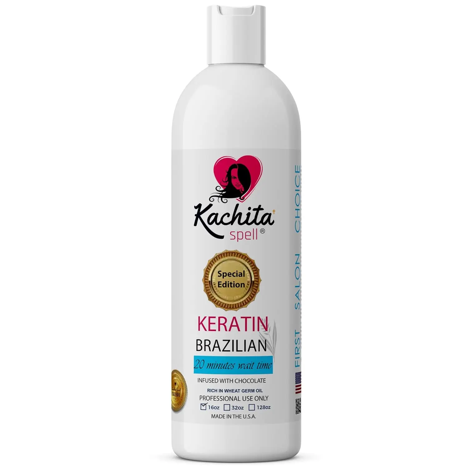 Kachita Spell Brazilian Keratin Chocolate Treatment 16 fl oz - Hair Straightening, Frizz Control, Hydrating & Repairing - Made in USA - Haircare