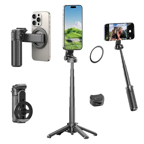 Ultra-Mini Compact Portable Selfie Stick Tripod 3-In-1, Phone Accessories, Cellphone Selfie Accessory, Phone Accessory Compatible, 360 Adjustable Telescopic Stabilizer, Wireless Remote Control, Compatible with iPhone Android Phones