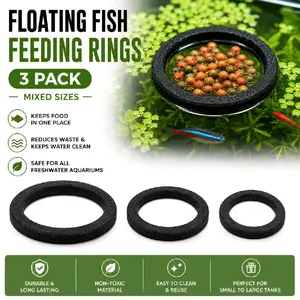 Circle floating Fish Feeding Rings - 3 Pack Mixed Sizes