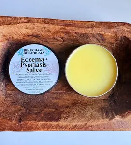 All Natural Eczema & Psoriasis Salve Made With With Babassu, Shea Butter, Calendula, Tea Tree, Lavender, Cedarwood, Frankincense, Sandalwood.