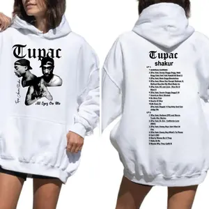 [Tupac] 2pac Hip Hop Hoodie Vintage Tupac Sweatshirt Hoodies T-Shirt, 90s Hip Hop Shirts, 2Pac Graphic Tee Menswear Cotton Fabric Athletic