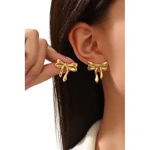 Bow Stud Earrings in 18K Gold Plated Stainless Steel TARNISH FREE
