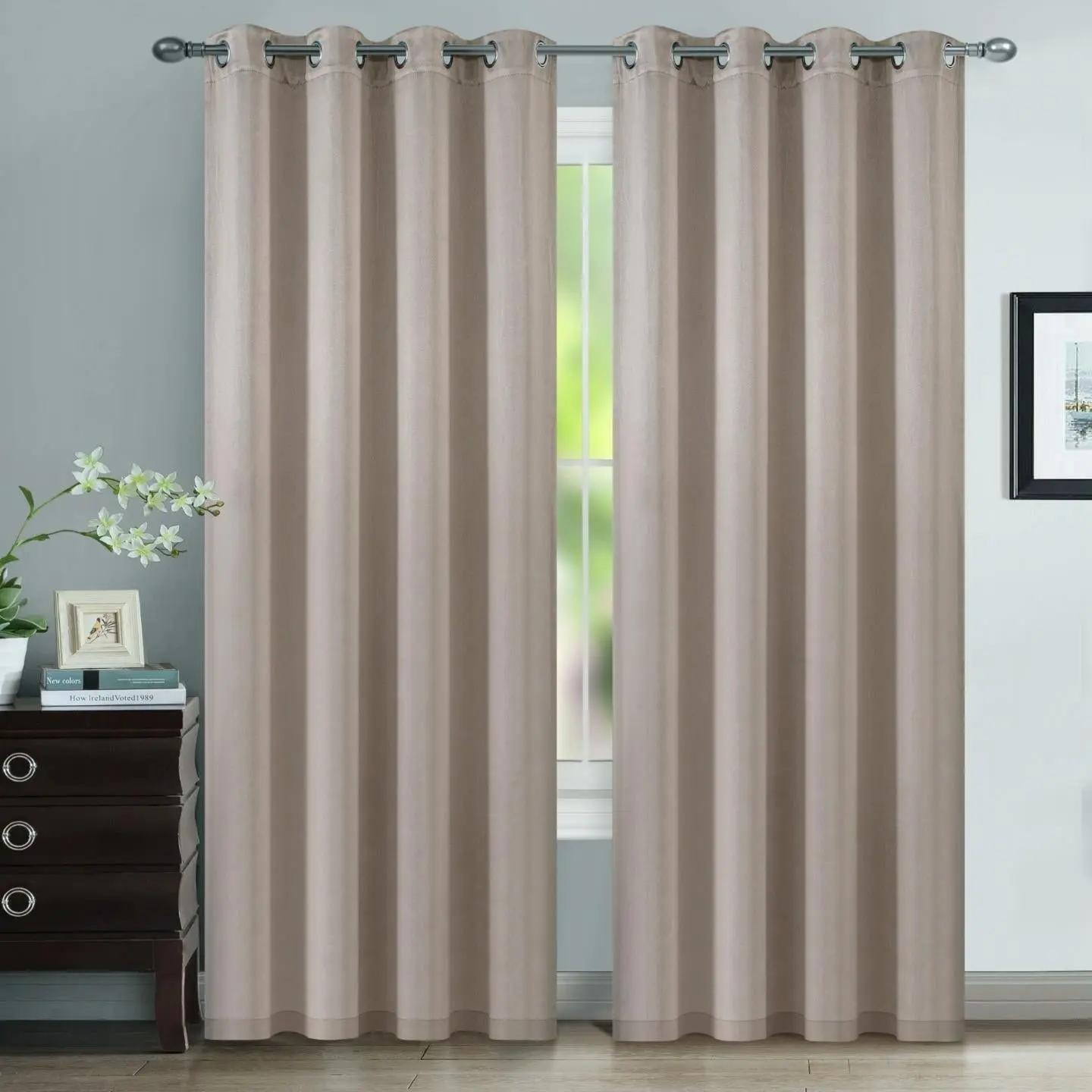 Eco Collection Pair of Window Panels, 100% Blackout Curtains Cream