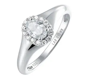Fire Light 1.90 cttw Lab Grown Diamond Halo Ring, Sterling