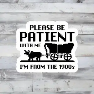 5pcs Please Be Patient With Me Im From The 1900s Vinyl Sticker - Funny Retro Gift for Laptops, Coworkers, Millennials Funny Stickers, Office Stickers