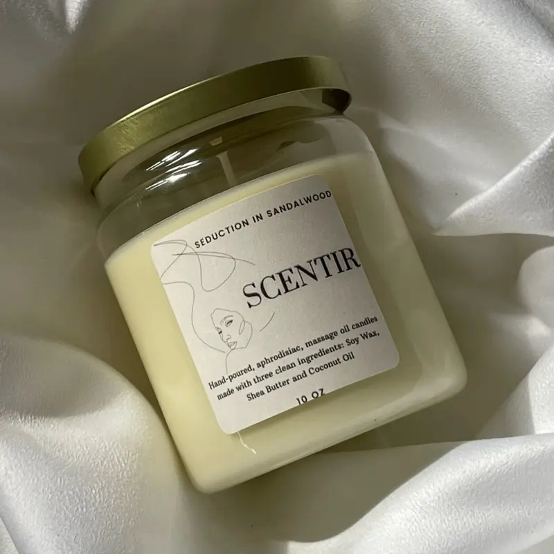 Scentir Candle - Seduction in Sandalwood, 10 oz, Made with Natural Clean Ingredients & Fragrance Oil