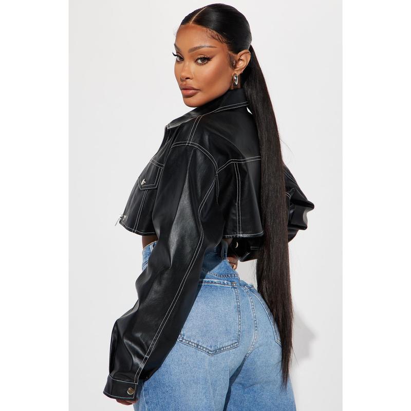 Elora Cropped Jacket - Black